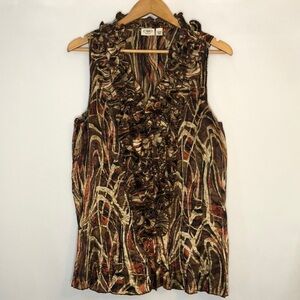 CATO WOMAN Satin Sleeveless Multi Color Brown Top Size 18/20W